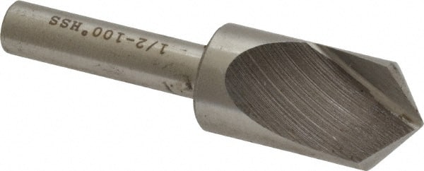 Interstate - 1/2" Head Diam, 1/4" Shank Diam, 1 Flute 100° High Speed Steel Countersink - Makers Industrial Supply