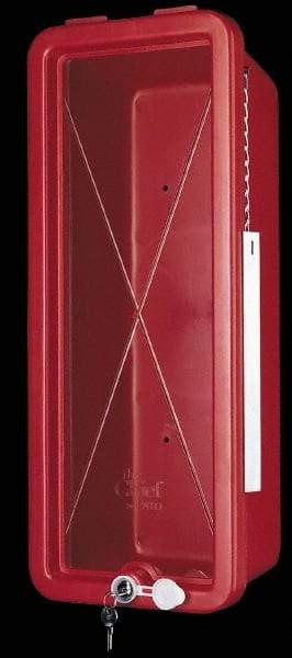 Made in USA - 5 Lb. Capacity, Surface Mount, Crystal Polystyrene Fire Extinguisher Cabinet - 8-1/4 Inch Wide x 19-1/4 Inch High x 6-3/4 Inch Deep, Red - Makers Industrial Supply