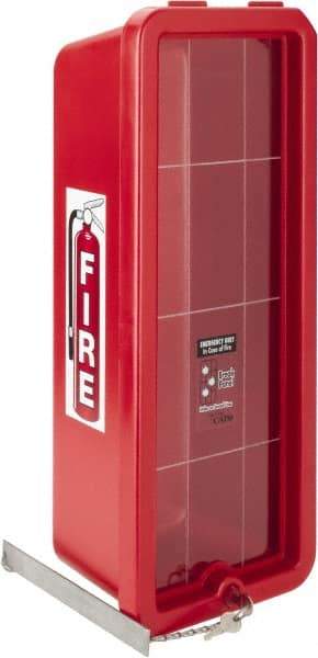 Made in USA - 10 Lb. Capacity, Surface Mount, Crystal Polystyrene Fire Extinguisher Cabinet - 9-1/4 Inch Wide x 23-1/4 Inch High x 7-1/4 Inch Deep, Red - Makers Industrial Supply