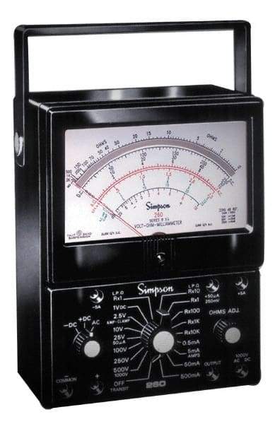 Simpson Electric - 12206, 1,000 VAC/VDC, Analog Manual Ranging Multimeter - 200 Ohm, Measures Voltage, Current, Resistance - Makers Industrial Supply