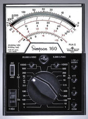 Simpson Electric - 12271, 1,000 VAC/VDC, Analog Manual Ranging Multimeter - 30 mOhm, Measures Voltage, Current, Resistance - Makers Industrial Supply