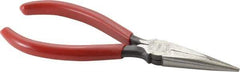 Urrea - 6-5/8" OAL, 1-55/64" Jaw Length x 23/32" Jaw Width, Long Nose Needle Nose Pliers - Serrated Jaw, Chain Nose Head, Rubber Grip Handles - Makers Industrial Supply