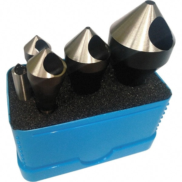 Interstate - 5 Piece, 1/16 to 9/16" Head Diam, 60° Included Angle, Single End Countersink Set - Makers Industrial Supply