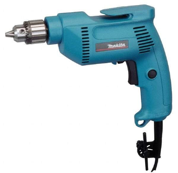 Makita - 3/8" Keyed Chuck, 2,500 RPM, Pistol Grip Handle Electric Drill - 4.9 Amps, 115 Volts, Reversible, Includes Chuck Key & Drill Chuck - Makers Industrial Supply