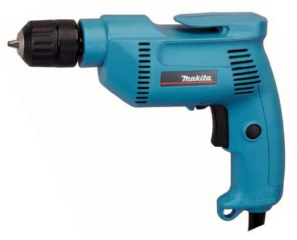 Makita - 3/8" Keyless Chuck, 2,500 RPM, Pistol Grip Handle Electric Drill - 4.9 Amps, 115 Volts, Reversible, Includes Keyless Chuck - Makers Industrial Supply