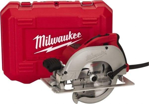 Milwaukee Tool - 15 Amps, 7-1/4" Blade Diam, 5,800 RPM, Electric Circular Saw - 120 Volts, 3.25 hp, 9' Cord Length, 5/8" Arbor Hole, Left Blade - Makers Industrial Supply