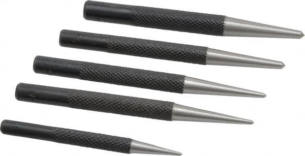 General - 5 Piece, 1/16 to 5/32", Center Punch Set - Round Shank, Comes in Vinyl Case - Makers Industrial Supply