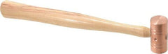 Made in USA - 1/2 Lb Head 3/4" Face Copper Nonmarring Hammer - 10-1/2" OAL, Wood Handle - Makers Industrial Supply