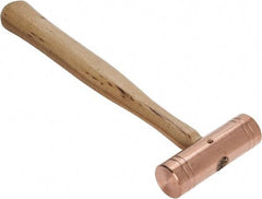 Made in USA - 1-1/2 Lb Head 1-1/4" Face Copper Nonmarring Hammer - 12" OAL, Wood Handle - Makers Industrial Supply