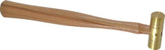 Made in USA - 1/4 Lb Head 3/4" Face Brass Nonmarring Hammer - 10-1/2" OAL, Wood Handle - Makers Industrial Supply