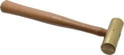 Made in USA - 1-1/2 Lb Head 1-1/4" Face Brass Nonmarring Hammer - 12" OAL, Wood Handle - Makers Industrial Supply