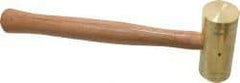 Made in USA - 3 Lb Head 1-3/4" Face Brass Nonmarring Hammer - 14" OAL, Wood Handle - Makers Industrial Supply