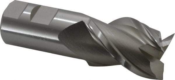 Hertel - 1-1/2", 2" LOC, 1-1/4" Shank Diam, 4-1/2" OAL, 3 Flute, High Speed Steel Square End Mill - Single End, Uncoated, Spiral Flute, 42° Helix, Centercutting, Right Hand Cut, Right Hand Flute - Makers Industrial Supply