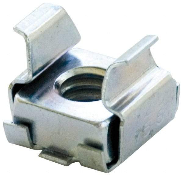 Made in USA - #6-32 Screw, 0.025 to 1/16" Thick, Spring Steel Cage Nut - Zinc-Plated Finish - Makers Industrial Supply