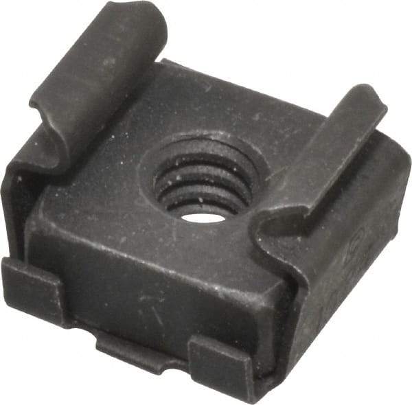 Made in USA - #10-24 Screw, 0.025 to 1/16" Thick, Spring Steel Cage Nut - Black Phosphate Finish - Makers Industrial Supply