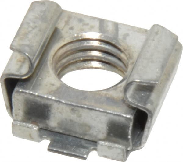 Made in USA - 3/8-16 Screw, 0.028 to 0.056" Thick, Spring Steel Cage Nut - Zinc-Plated Finish - Makers Industrial Supply