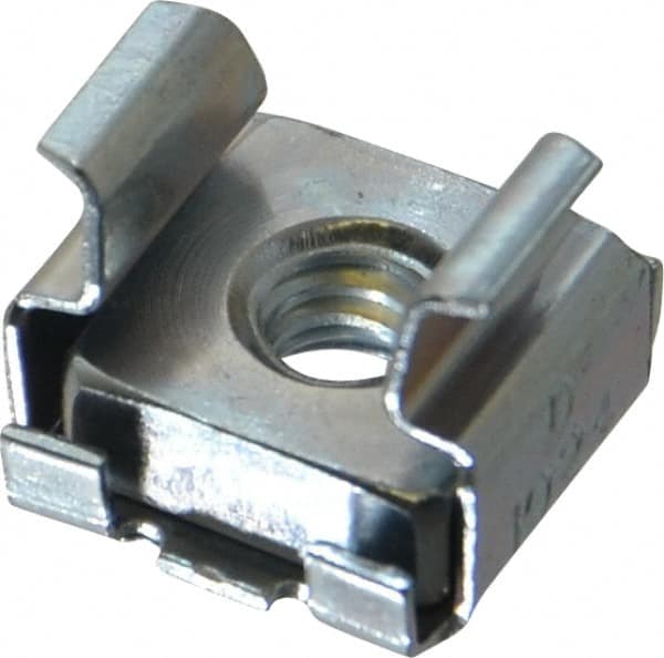 Made in USA - #10-24 Screw, 0.064 to 0.105" Thick, Spring Steel Cage Nut - Zinc-Plated Finish - Makers Industrial Supply