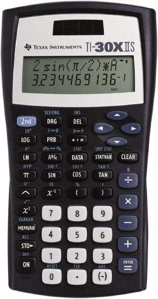 Texas Instruments - LCD Scientific Calculator - 3-3/8 x 6-3/8 Display Size, Black, Battery & Solar Powered, 1.1" Long x 6-1/2" Wide - Makers Industrial Supply