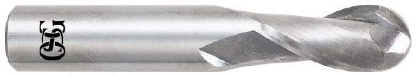 OSG - 11/32" Diam, 7/8" LOC, 2 Flute Solid Carbide Ball End Mill - TiAlN Finish, Single End, 2-1/2" OAL, 3/8" Shank Diam, Spiral Flute - Makers Industrial Supply