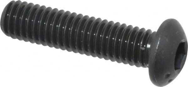 Made in USA - M6x1.00 Metric Coarse Hex Socket Drive, Button Screw - Alloy Steel, Black Oxide Finish, Fully Threaded, 25mm Length Under Head - Makers Industrial Supply