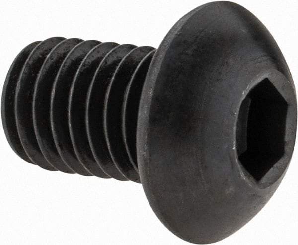 Made in USA - M8x1.25 Metric Coarse Hex Socket Drive, Button Screw - Alloy Steel, Black Oxide Finish, Fully Threaded, 12mm Length Under Head - Makers Industrial Supply