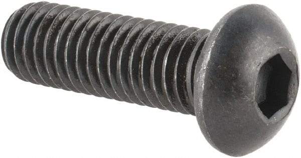 Made in USA - M8x1.25 Metric Coarse Hex Socket Drive, Button Screw - Alloy Steel, Black Oxide Finish, Fully Threaded, 25mm Length Under Head - Makers Industrial Supply