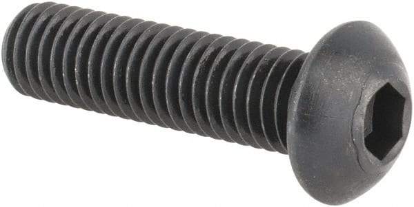 Made in USA - M8x1.25 Metric Coarse Hex Socket Drive, Button Screw - Alloy Steel, Black Oxide Finish, Fully Threaded, 30mm Length Under Head - Makers Industrial Supply