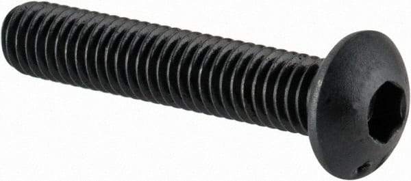 Made in USA - M3x0.50 Metric Coarse Hex Socket Drive, Button Screw - Alloy Steel, Black Oxide Finish, Fully Threaded, 16mm Length Under Head - Makers Industrial Supply