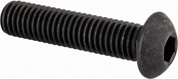 Made in USA - M8x1.25 Metric Coarse Hex Socket Drive, Button Screw - Alloy Steel, Black Oxide Finish, Fully Threaded, 35mm Length Under Head - Makers Industrial Supply