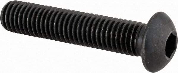 Made in USA - M8x1.25 Metric Coarse Hex Socket Drive, Button Screw - Alloy Steel, Black Oxide Finish, Fully Threaded, 40mm Length Under Head - Makers Industrial Supply