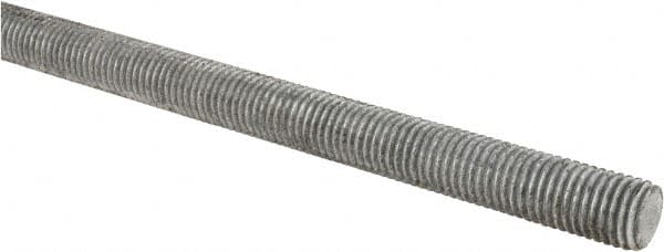 Made in USA - 3/4-10 UNC (Coarse), 2' Long, Low Carbon Steel Threaded Rod - Hot-Dipped Galvanized Finish, Right Hand Thread - Makers Industrial Supply