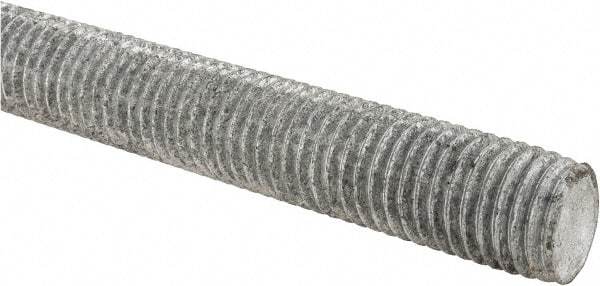 Made in USA - 7/8-9 UNC (Coarse), 6' Long, Low Carbon Steel Threaded Rod - Hot-Dipped Galvanized Finish, Right Hand Thread - Makers Industrial Supply