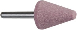 Grier Abrasives - 1" Head Diam x 1-1/4" Thickness, A2, Cone End, Aluminum Oxide Mounted Point - Exact Industrial Supply