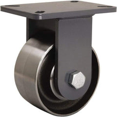 Hamilton - 6" Diam x 3" Wide x 8" OAH Top Plate Mount Rigid Caster - Forged Steel, 3,500 Lb Capacity, Precision Ball Bearing, 5-1/4 x 7-1/4" Plate - Makers Industrial Supply