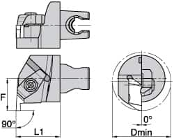 Kennametal - Insert Style NG 3R, 30mm Head Length, Left Hand Cut, Internal Modular Threading Cutting Unit Head - System Size KM3225, 22mm Center to Cutting Edge, Series Top Notch - Makers Industrial Supply