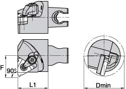 Kennametal - Insert Style LT 16NL, 30mm Head Length, Left Hand Cut, Internal Modular Threading Cutting Unit Head - System Size KM3225, 22mm Center to Cutting Edge, Series LT Threading - Makers Industrial Supply