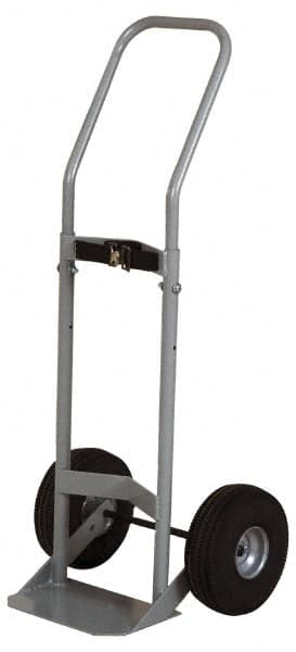 Made in USA - 47" OAH Cylinder Hand Truck - Swept Back Handle, Steel, Full Pneumatic Wheels - Makers Industrial Supply