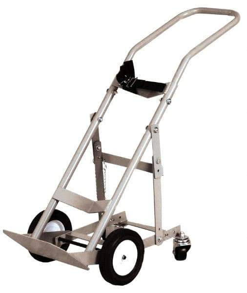 Made in USA - 47" OAH Cylinder Hand Truck - Swept Back Handle, Steel, Semi-Pneumatic Wheels - Makers Industrial Supply