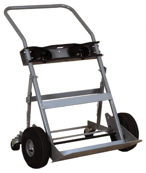 Made in USA - 47" OAH Cylinder Hand Truck - Swept Back Handle, Steel, Full Pneumatic Wheels - Makers Industrial Supply