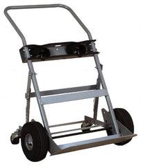 Made in USA - 47" OAH Cylinder Hand Truck - Swept Back Handle, Steel, Full Pneumatic Wheels - Makers Industrial Supply