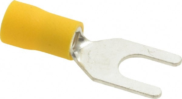 Ideal - 1/4" Stud, 12 to 10 AWG Compatible, Partially Insulated, Crimp Connection, Standard Fork Terminal - Makers Industrial Supply