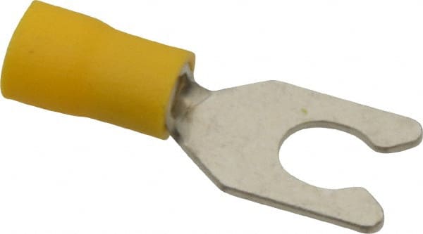 Ideal - 1/4" Stud, 12 to 10 AWG Compatible, Partially Insulated, Crimp Connection, Locking Fork Terminal - Makers Industrial Supply