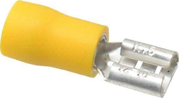 Ideal - 12 to 10 AWG, Vinyl, Fully Insulated, Female Wire Disconnect - 1/4 Inch Wide Tab, Yellow, cUL Listed, RoHS Compliant, UL Listed - Makers Industrial Supply