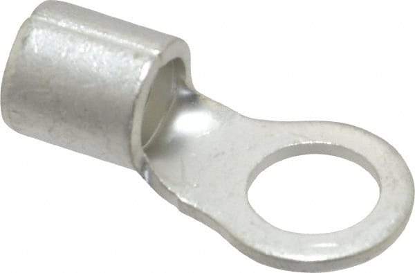 Ideal - 4 AWG Noninsulated Crimp Connection Circular Ring Terminal - 3/8" Stud, 1.319" OAL x 0.65" Wide, Tin Plated Brass Contact - Makers Industrial Supply