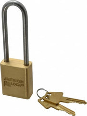 American Lock - 3/4" Shackle Clearance, Keyed Different Padlock - 1/4" Shackle Diam, Steel - Makers Industrial Supply