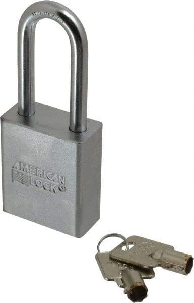 American Lock - 3/4" Shackle Clearance, Keyed Different Tubular Padlock - 5/16" Shackle Diam, Steel - Makers Industrial Supply