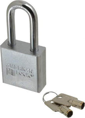 American Lock - 3/4" Shackle Clearance, Keyed Different Tubular Padlock - 3/8" Shackle Diam, Steel - Makers Industrial Supply