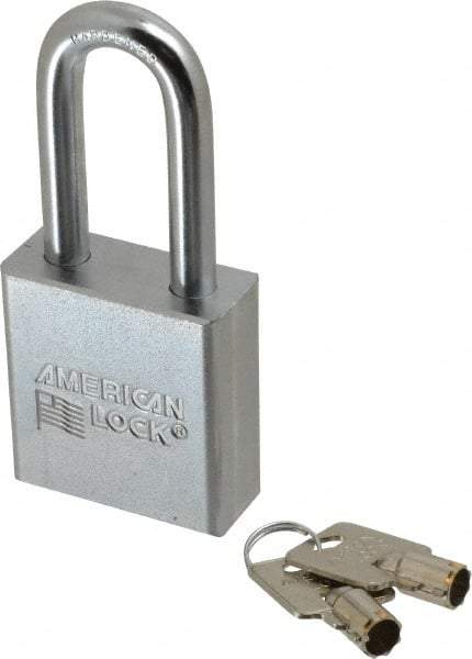 American Lock - 3/4" Shackle Clearance, Keyed Alike Tubular Padlock - 3/8" Shackle Diam, Steel - Makers Industrial Supply