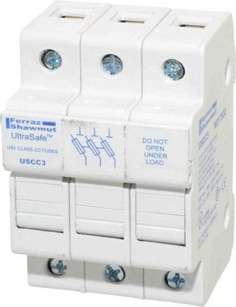 Ferraz Shawmut - 3 Pole, 600 VAC/VDC, 30 Amp, DIN Rail Mount Fuse Holder - Compatible with CC Class, 2.07 Inch Wide Fuse - Makers Industrial Supply