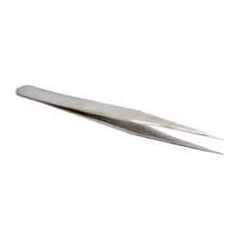 Value Collection - 5" OALmm-SS Precision Tweezers - General Utility, Fine Point, Narrow Shank - Makers Industrial Supply